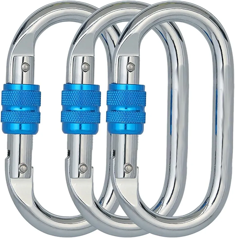 Heavy Duty Locking Climbing Carabiner Clip CE Rated 25 kN 5600 LB Rugged Terrain Approved Industrial Strength Twist Lock Carabiners Clips for Rigging, Ropes, Hammocks, Camping