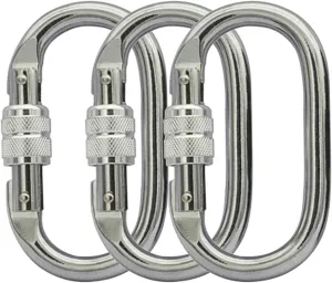 Heavy Duty Locking Climbing Carabiner Clip CE Rated 25 kN 5600 LB Rugged Terrain Approved Industrial Strength Twist Lock Carabiners Clips for Rigging, Ropes, Hammocks, Camping