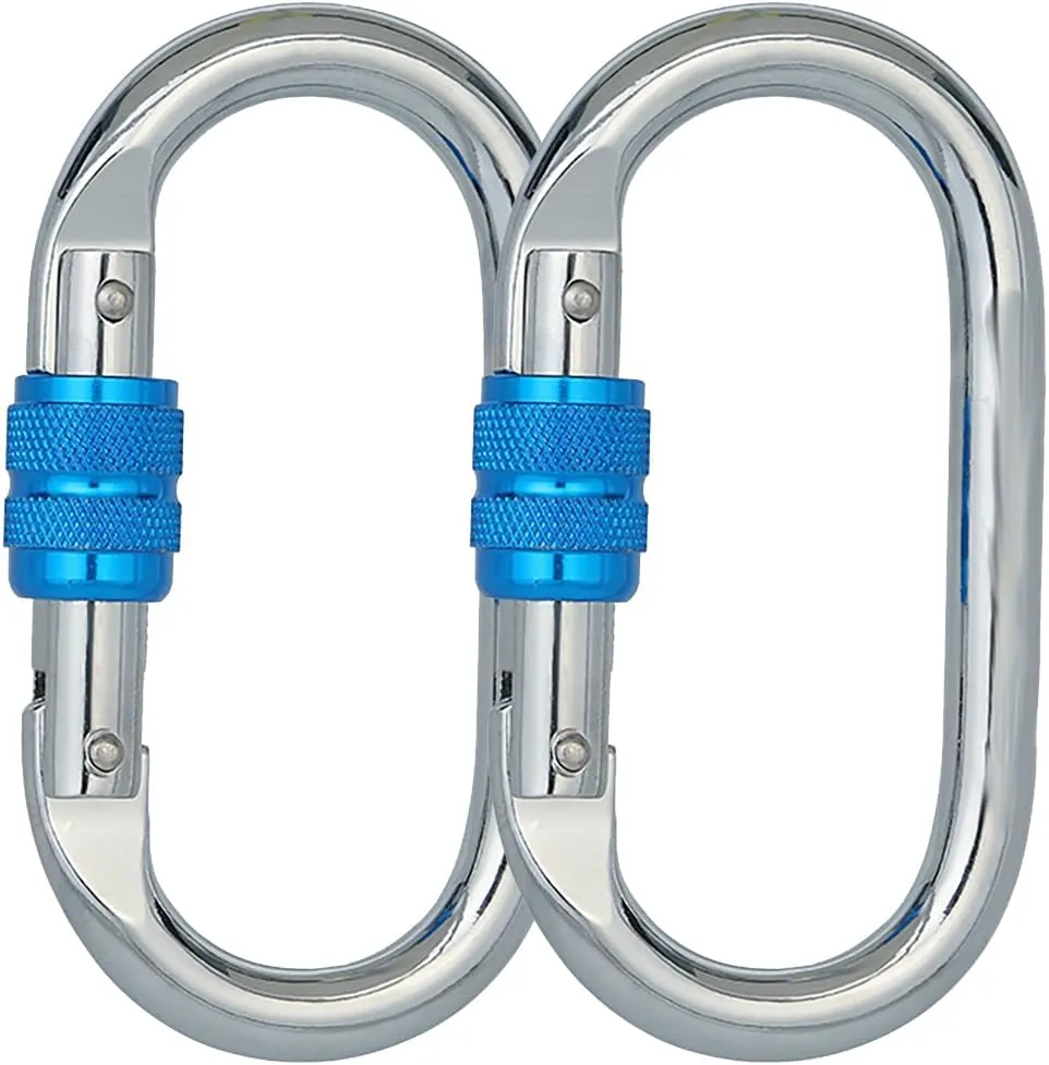 Heavy Duty Locking Climbing Carabiner Clip CE Rated 25 kN 5600 LB Rugged Terrain Approved Industrial Strength Twist Lock Carabiners Clips for Rigging, Ropes, Hammocks, Camping