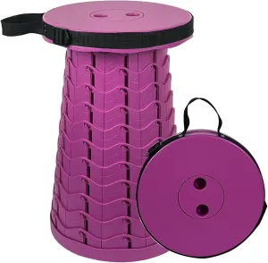 Height Adjustable Camping Seat Travel Chair, Travel Stool, Portable Retractable Camping Stool, Lightweight, for Outdoor Fishing Hiking BBQ, Max 400lbs (Color : Purple)