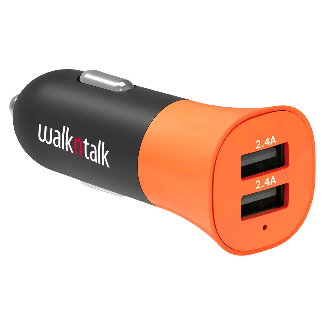 Hi Vis Car Charger Dual USB Orange