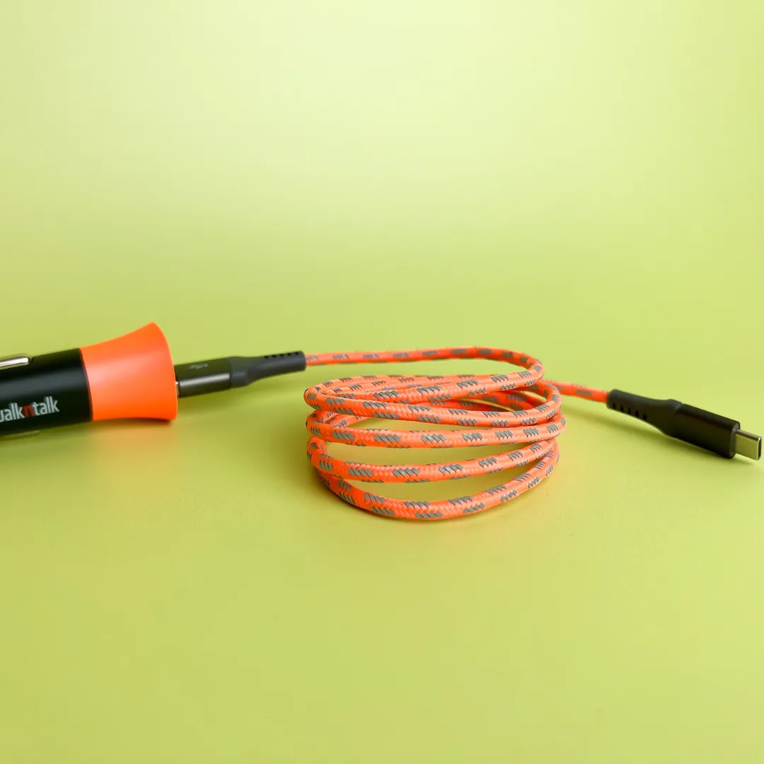 Hi Vis Car Charger Dual USB Orange
