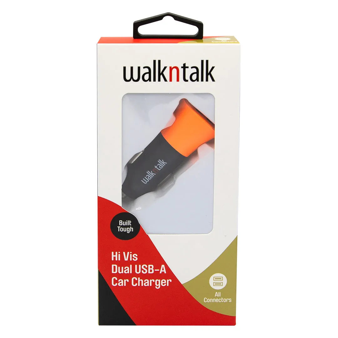 Hi Vis Car Charger Dual USB Orange