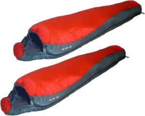 High Peak alpinizmo Lite Pak 20 F Mummy Sleeping Bag with Free Stuff Sack, for Adult, Camping, Travel, (Set of 2)