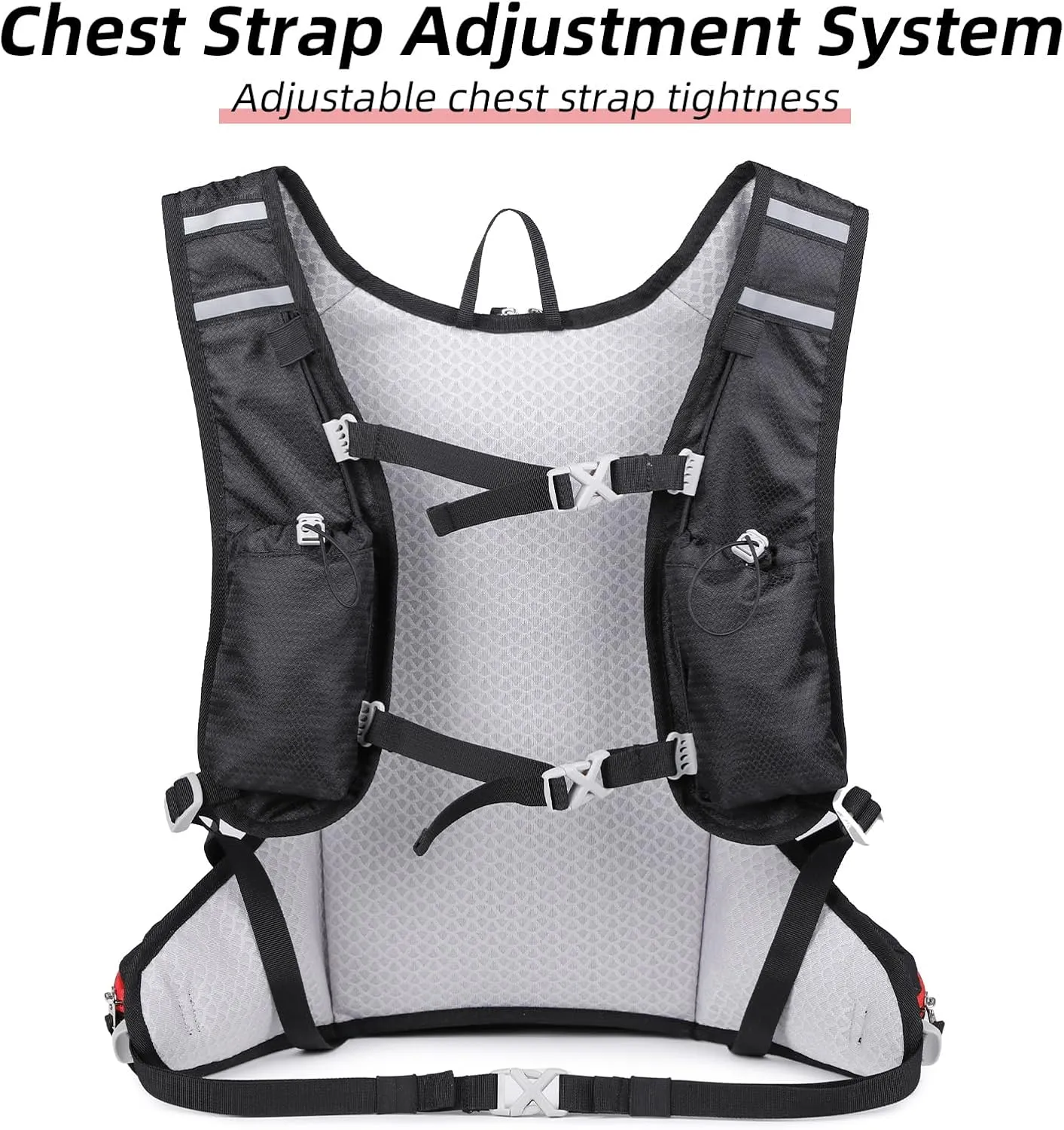 Hiking Backpack, 12L Running Camping Hydration Pack Reflective Design Lightweight Outdoor Daypack with Adjustable Chest Strap for Hikes or Camping Trips