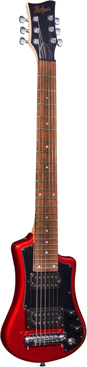 Hofner Deluxe Shorty Electric Travel Guitar Red W/Gig Bag