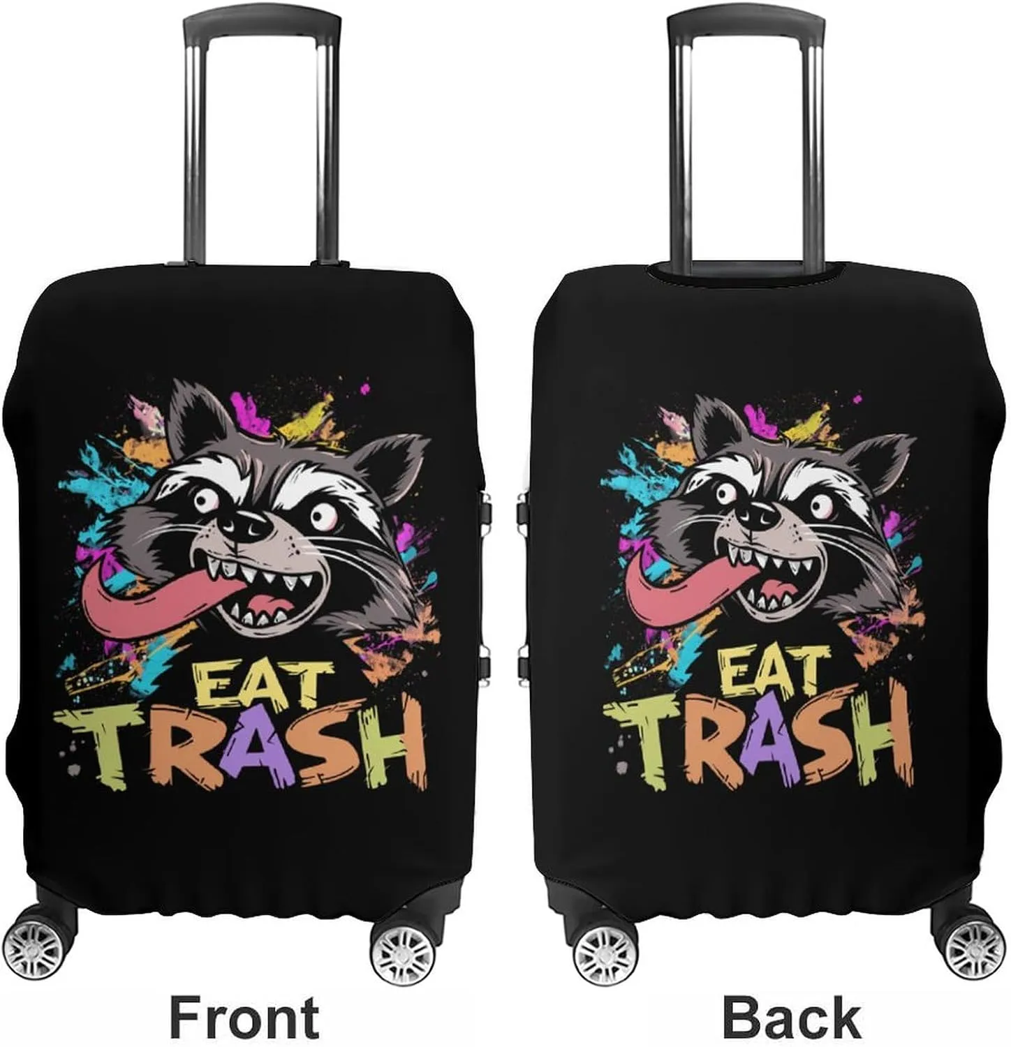 Hooligan Raccoon Eat Garbage Luggage Protector Suitcase Cover Anti-Scratch Washable Fit 18-32 Inch Travel Luggage