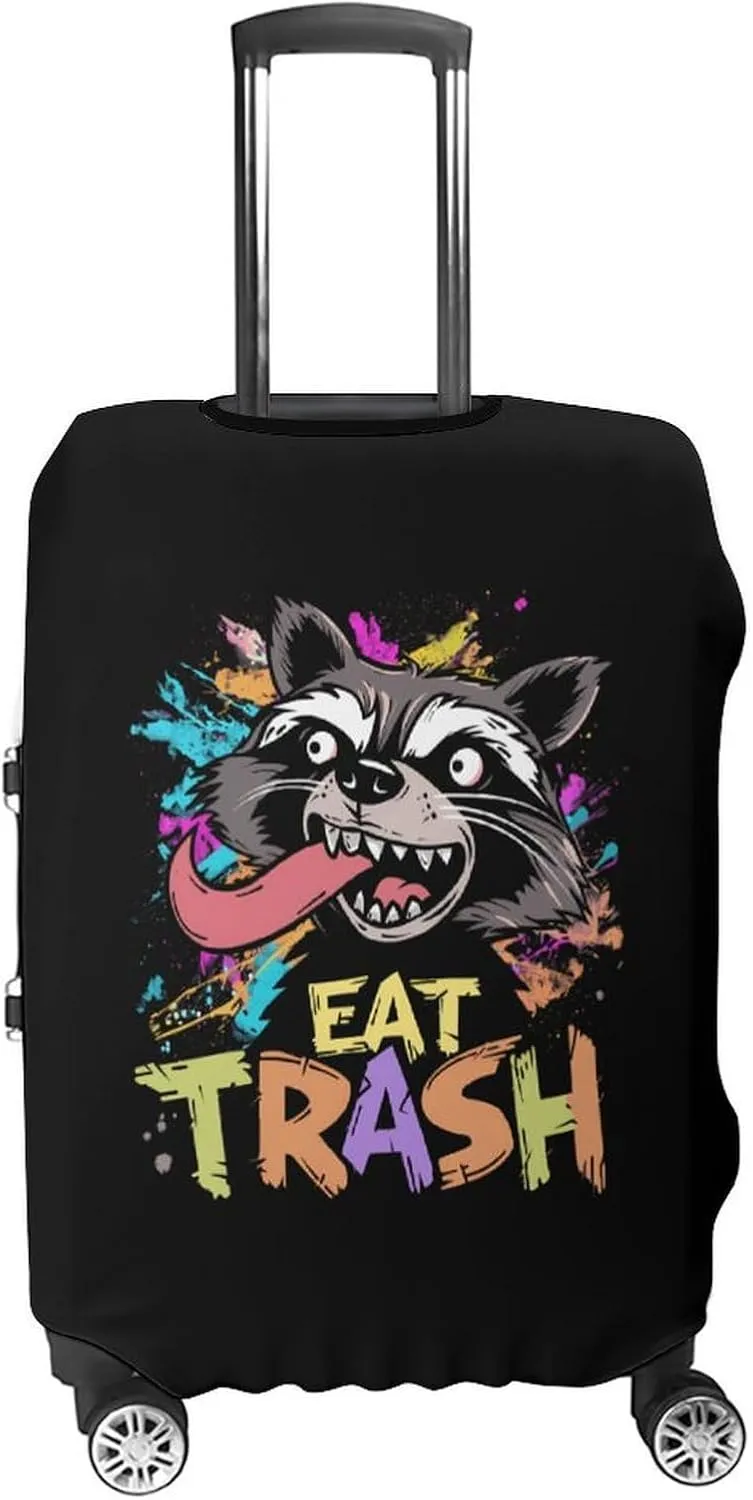 Hooligan Raccoon Eat Garbage Luggage Protector Suitcase Cover Anti-Scratch Washable Fit 18-32 Inch Travel Luggage