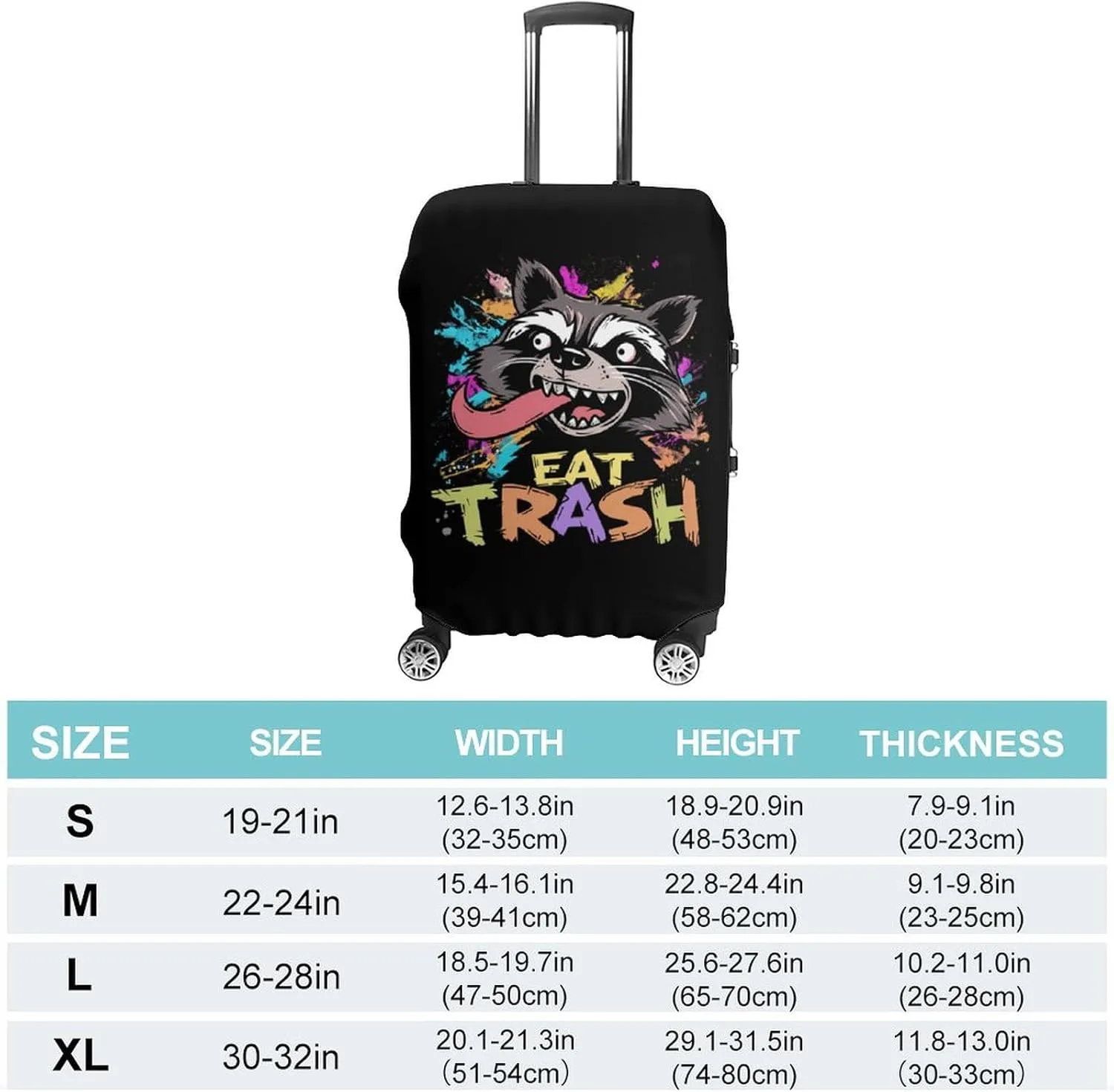 Hooligan Raccoon Eat Garbage Luggage Protector Suitcase Cover Anti-Scratch Washable Fit 18-32 Inch Travel Luggage