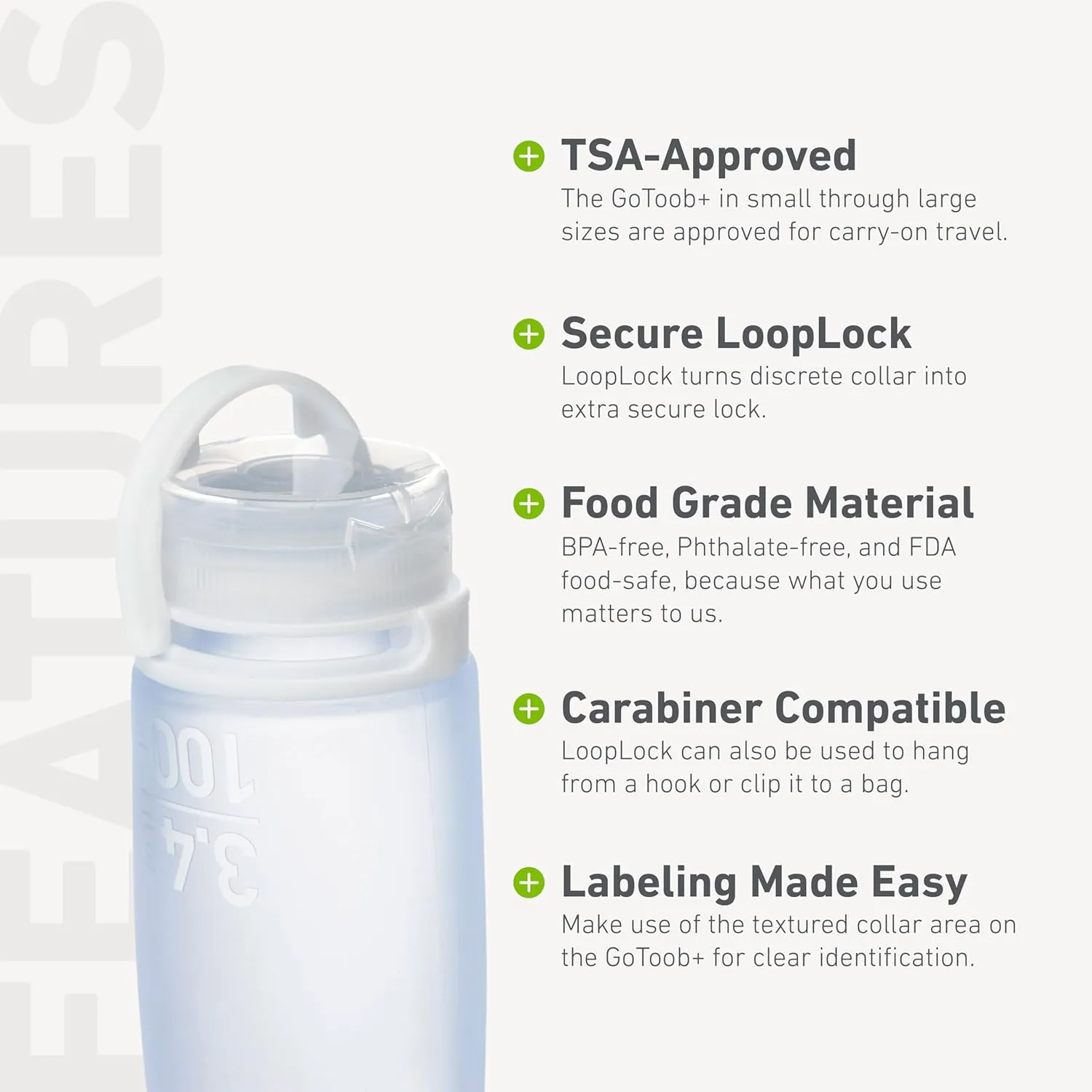 humangear GoToob  3-Pack (Large) | Refillable Silicone Travel Bottle | Locking Lid | Food-Safe Material, Clear/Purple/Teal, Large (3.4 fl.oz.; 100ml)