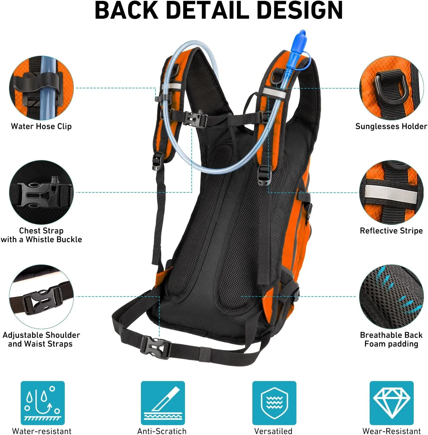 Hydration Backpack 20L with Water Bladder 2L, Large Storage Hiking Daypack for Men Women, Lightweight Insulation Water Backpack for Biking, Running, Skiing, Trekking, Camping