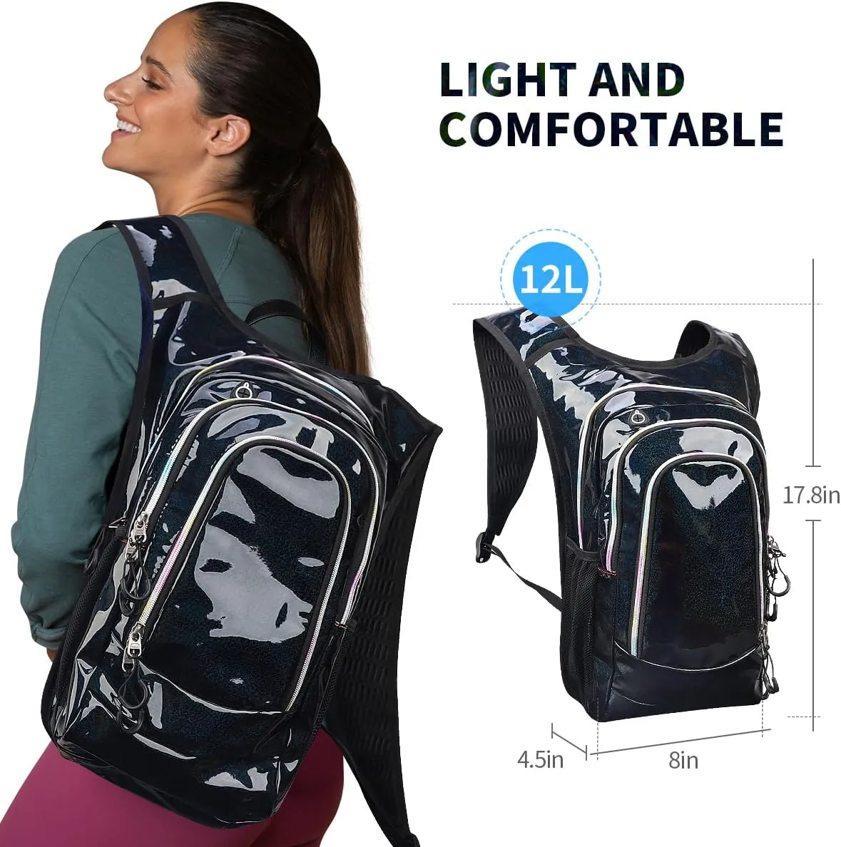 Hydration Pack, Hydration Backpack with 2L Hydration Bladder, Festival Essential Water Backpack, Lightweight Hydration Bag Hydropack Hydro for Running, Biking, Music Festival Gear, Rave
