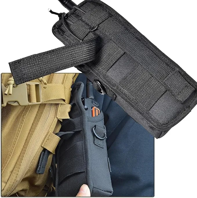HYS Tactical Holster Nylon Molle Radio Pouch, Universal Walkie Talkie Holster Molle Holder, for Police Molle Vest, for Motorola Midland President Cobra Uniden Handheld CB Radio