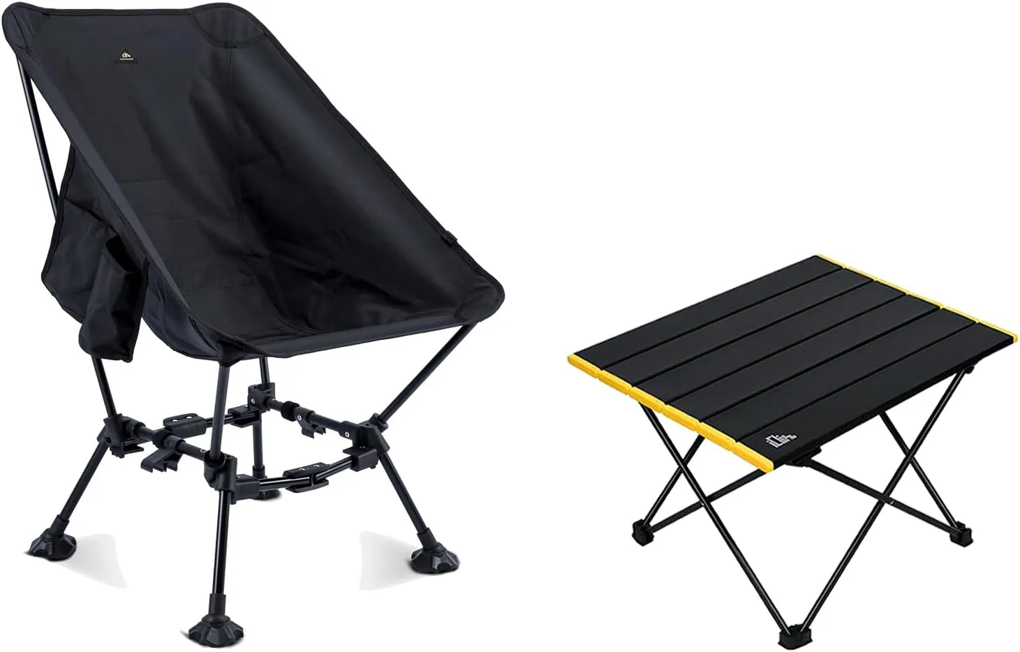iClimb 1 Two-Heights Light Compact Anti-Sinking Chair and 1 Folding Table Bundle, Ultralight Compact for Adults Outdoor Camping Beach Concert Motorcycling