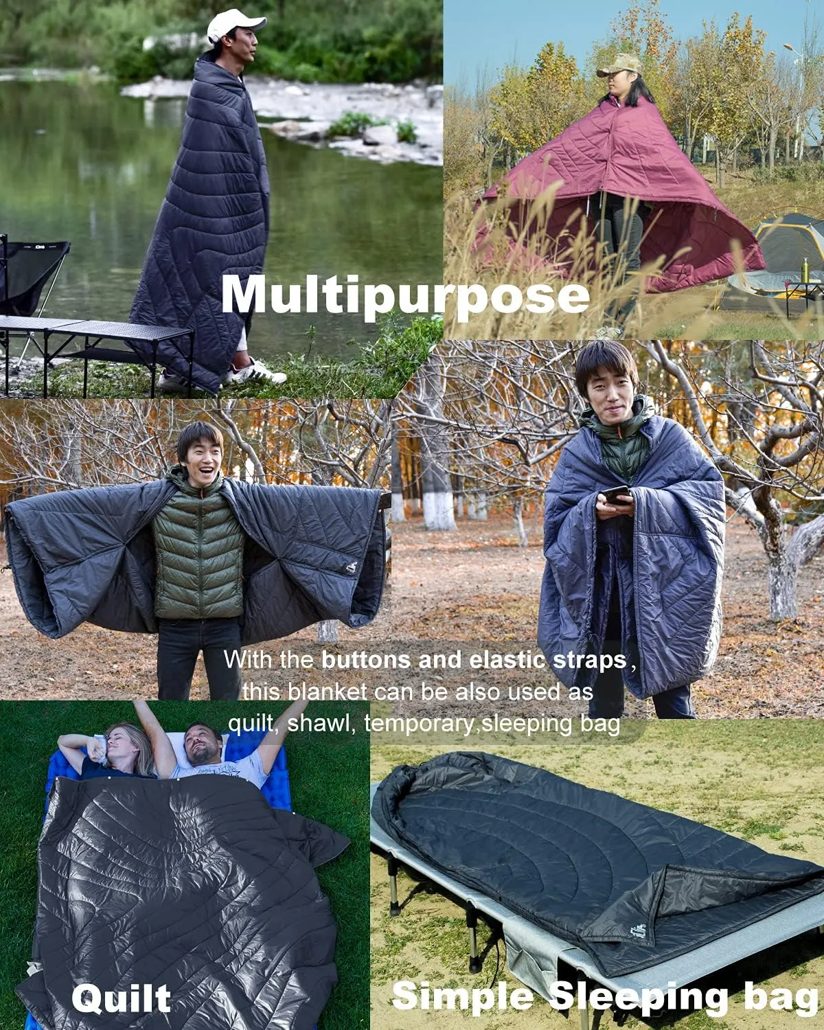 iClimb 3M Thinsulate Insulation Warm Camping Blanket Ultralight Compact (Blue)