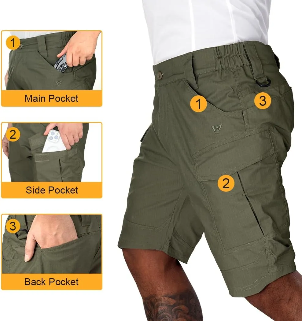 IDOGEAR Men's Tactical Cargo Shorts, Quick-Dry, Multipocket, Lightweight, Breathable, Camo, Summer Hiking, Fishing, Cycling