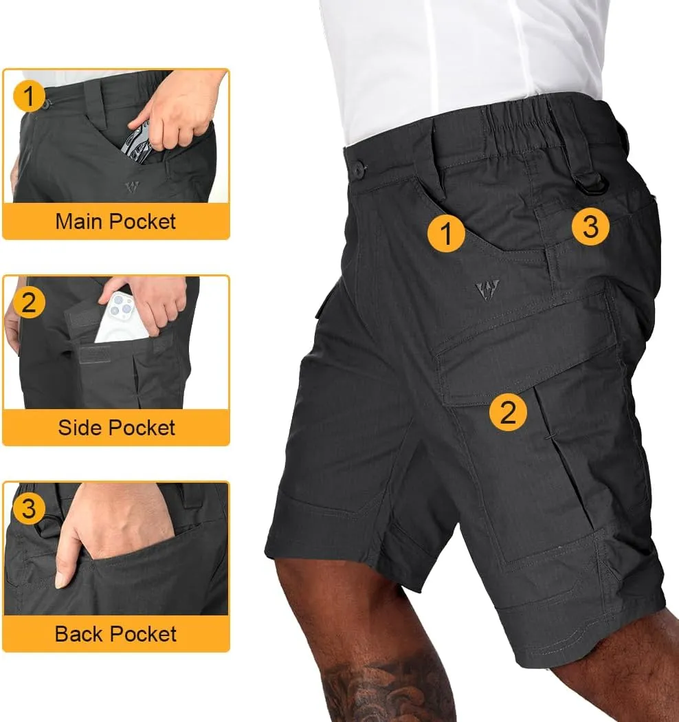 IDOGEAR Men's Tactical Cargo Shorts, Quick-Dry, Multipocket, Lightweight, Breathable, Camo, Summer Hiking, Fishing, Cycling