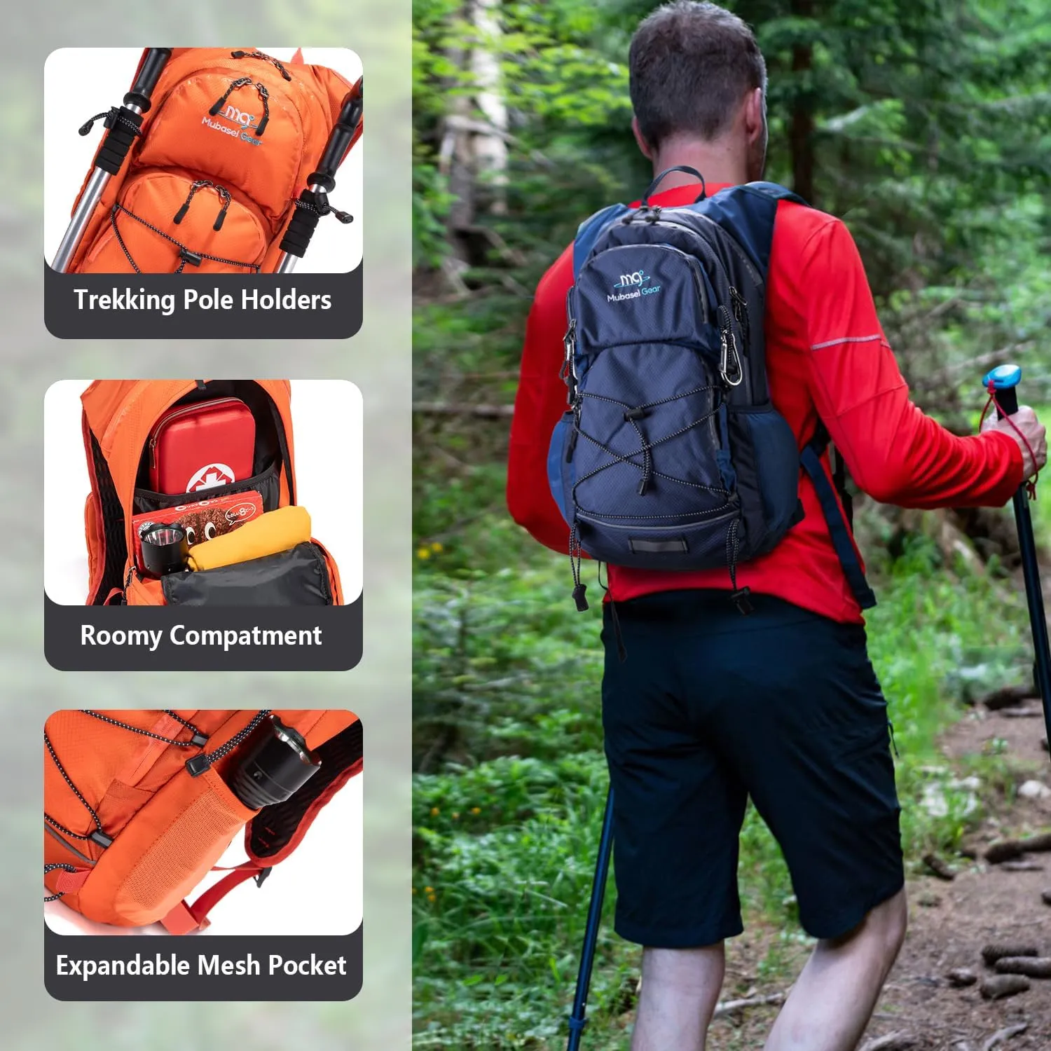 Insulated Hydration Backpack Pack with 2L Water Bladder Lightweight 22L Hiking Backpack Bag for Women Men Daypack for Hiking Running Festival Camping Biking