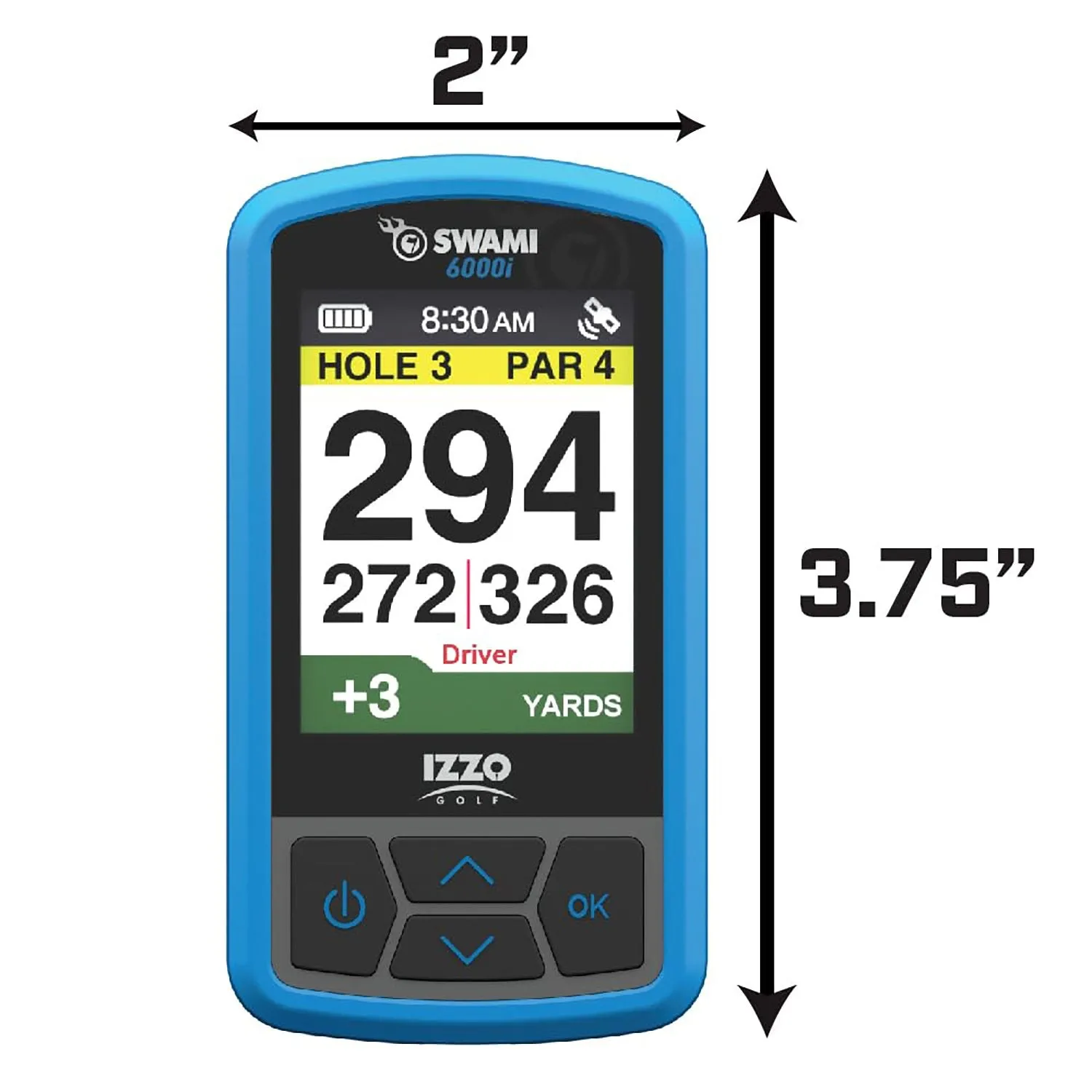 IZZO Golf Swami 6000 Handheld Golf GPS Rangefinder, Water-Resistant, 16h Battery, Blue