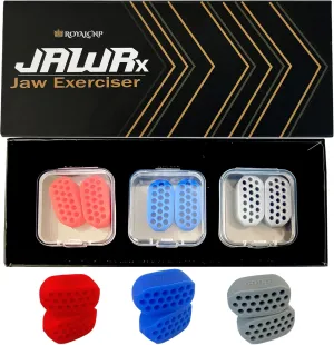 JawRx Jawline Exerciser, Double Chin Eliminator, Face Lift Device, Jaw Strengthener, 6 PCS Jawline Shaper for Men and Women, 3 Resistance Levels