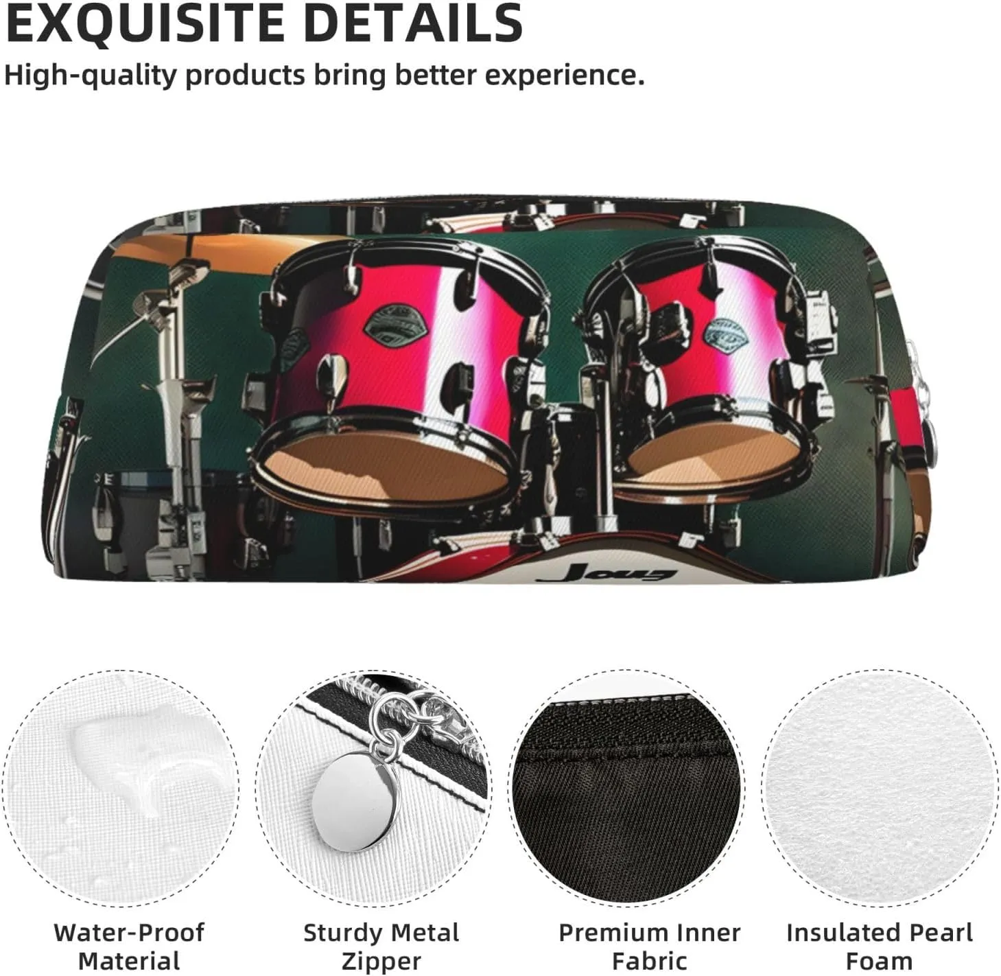 Jazz drum Print Versatile Storage Pouch Makeup Bag Travel Office Small Items Organizer Bag