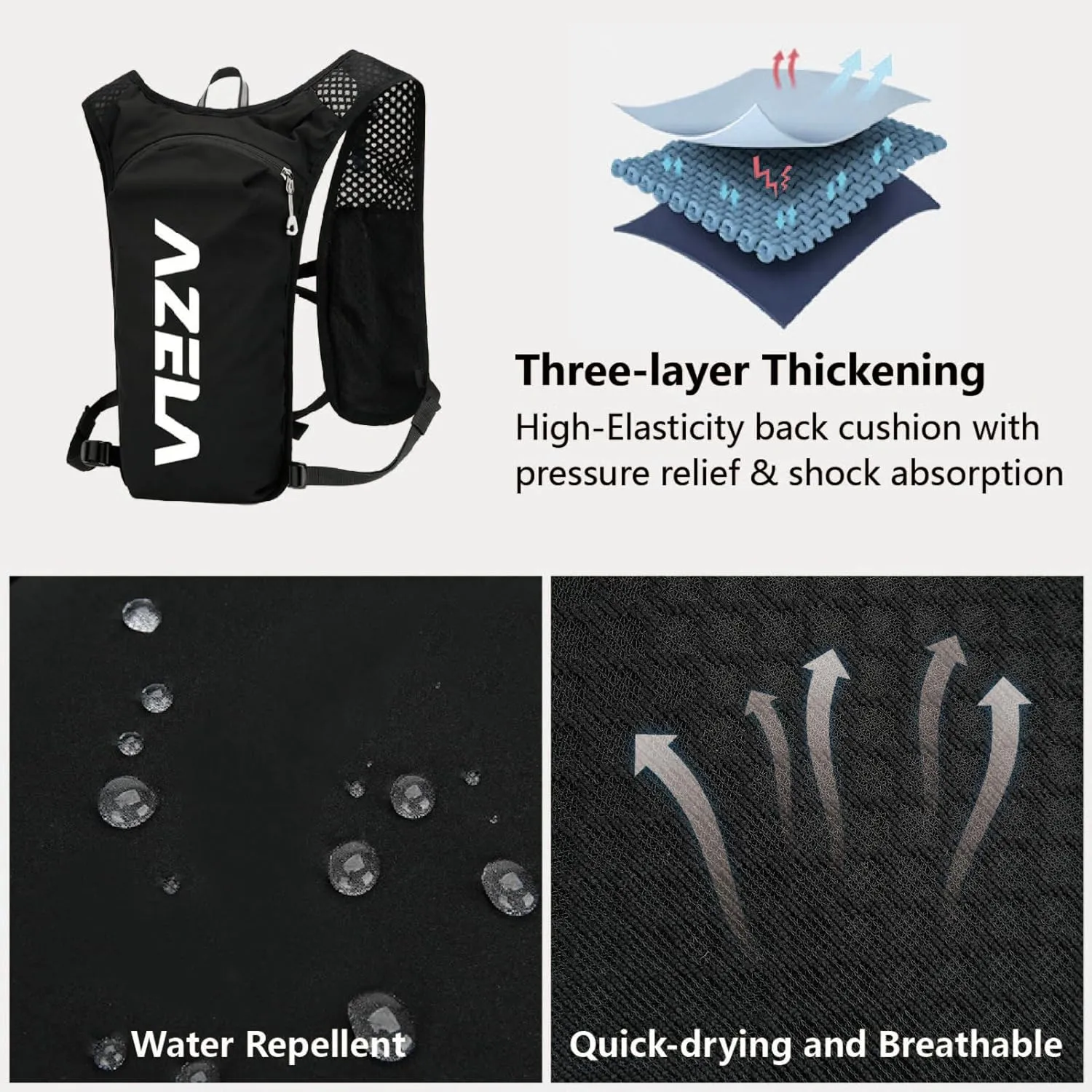 JEELAD 5L Hydration Backpack with 1.5L Water Bladder for Hiking Trail Running Gear Cycling Marathon
