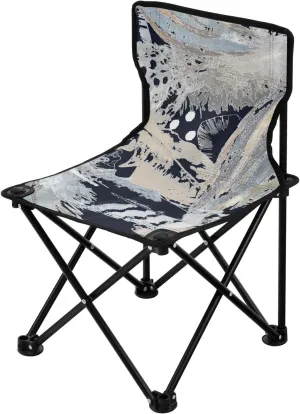 JUNZAN Folding Bird Feathers Striped Camp Chair Ultralight Backpack Chair with Carrying Bag Ice Fishing Chair with Back for Indoor Ice Fishing