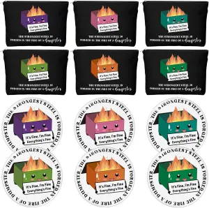 Kacctyen 6 Set Graduation Funny Dumpster Fire Gifts Bulk Cosmetic Bags Compact Mirrors for Women Employee Appreciation Gifts Inspirational Mini Makeup Pocket Mirrors for Coworkers Friends Birthday