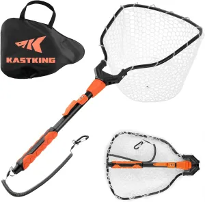 KastKing Titanet Fishing Net, Durable Aluminum Handle, Non-Slip Hi-vis Grip, Compact Storage Bag & Lanyard, Ideal for Kayak & Wading Fishing, Two Net Options