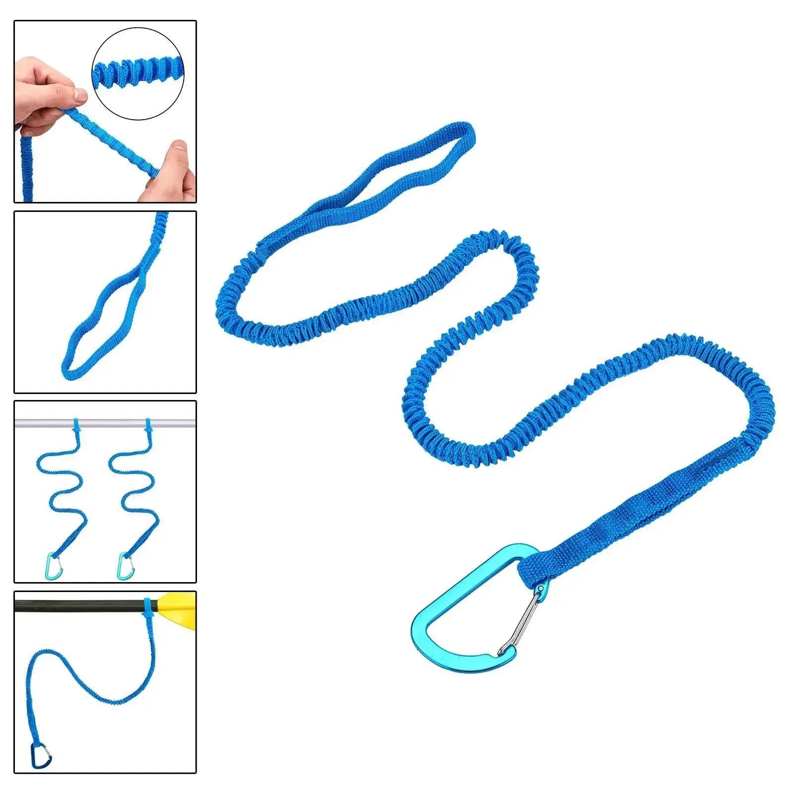 Kayak Paddle Leash Paddle Keeper Fishing Pole Tether with Carabiner Lightweight Kayak Rod Leashes for Canoeing Rafting Surfing