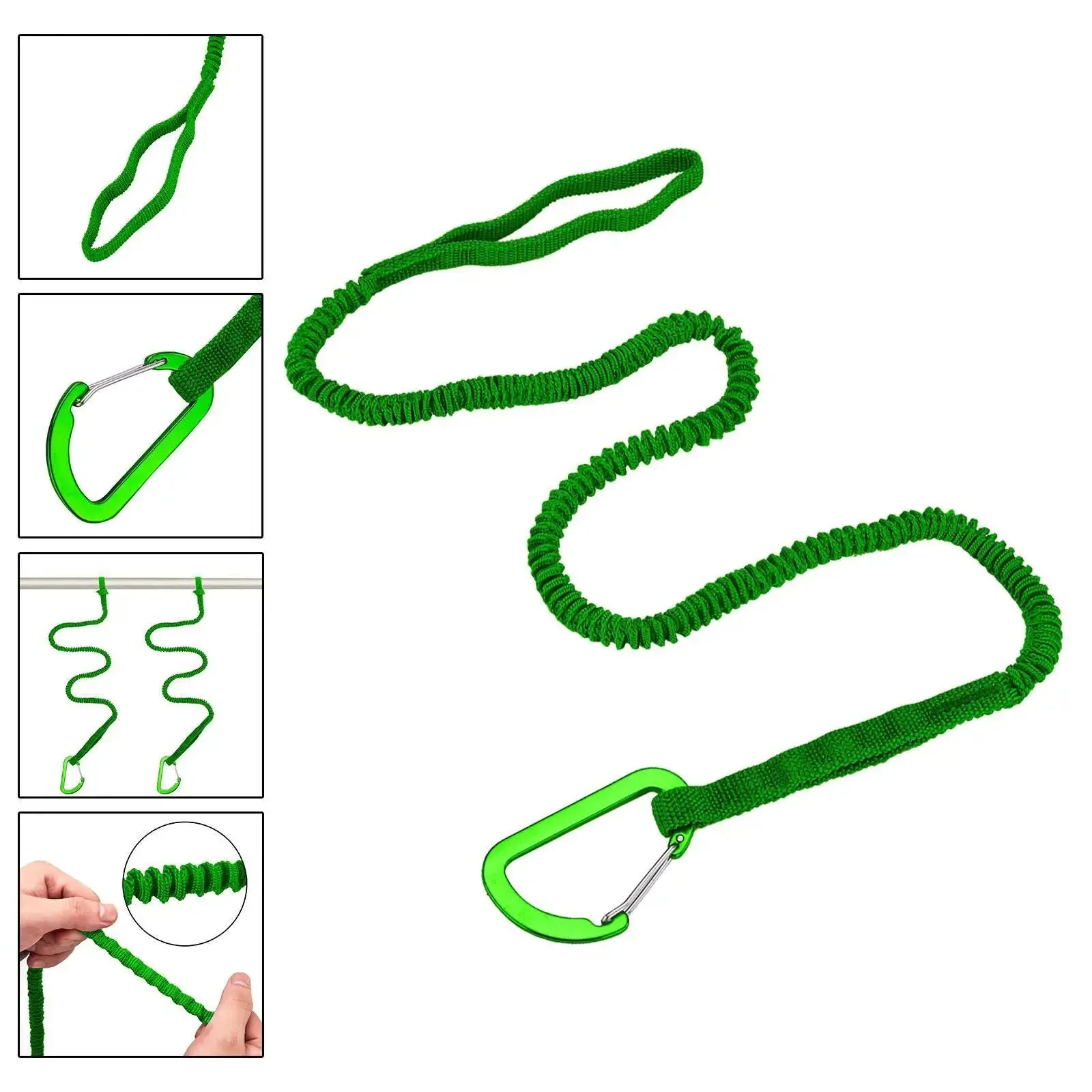 Kayak Paddle Leash Paddle Keeper Fishing Pole Tether with Carabiner Lightweight Kayak Rod Leashes for Canoeing Rafting Surfing