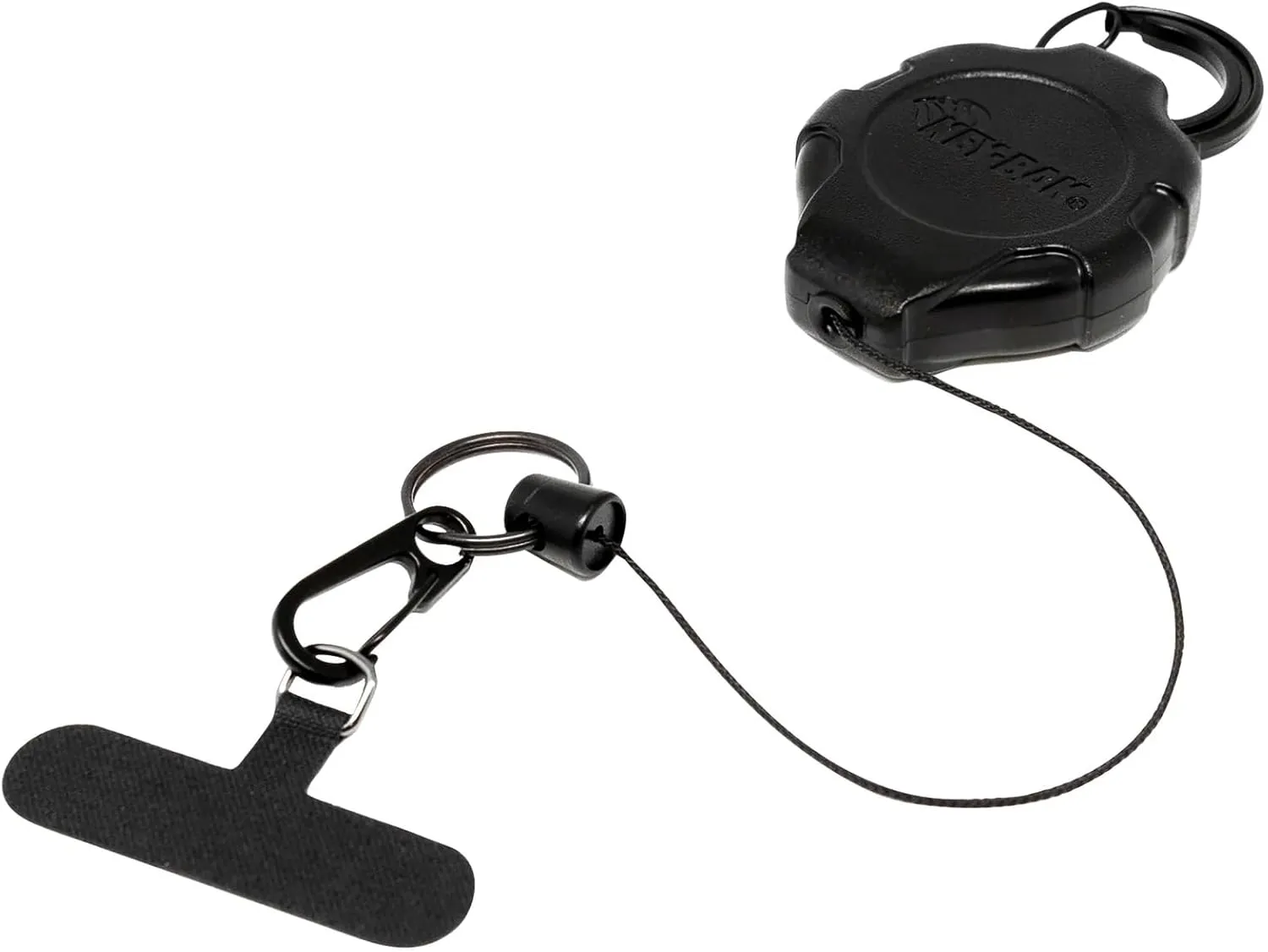 KEY-BAK Ratch-It Retractable Anti-Theft Phone Tether Cell Phone Lanyard with Carabiner & Universal Smartphone Case Anchor Black