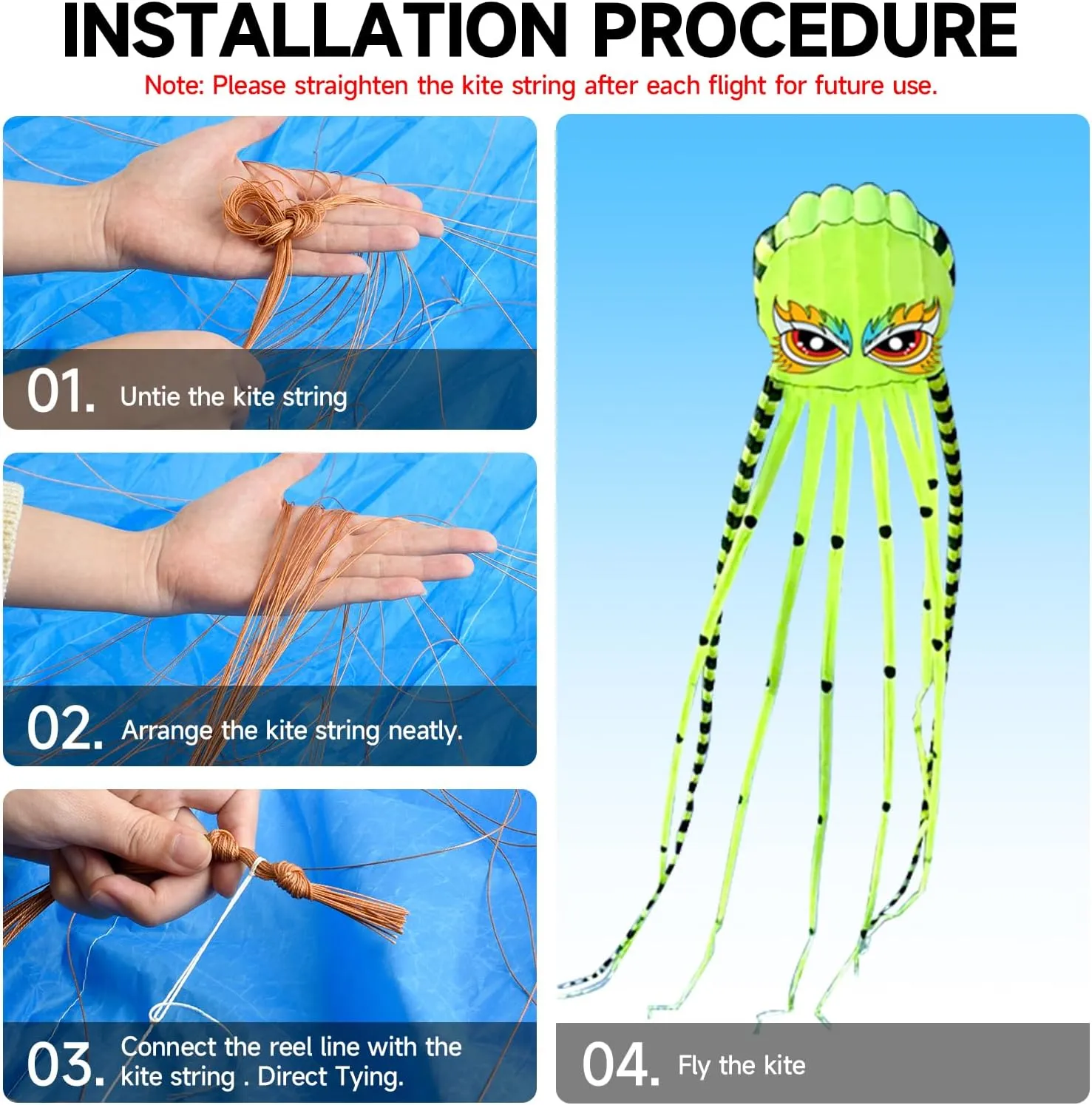 Kites for Adults Giant Octopus Kite 26ft for Outdoor Fun Large 3D Kite with Reel for Beach, Park, and Family Gatherings - Durable Design Easy to Fly