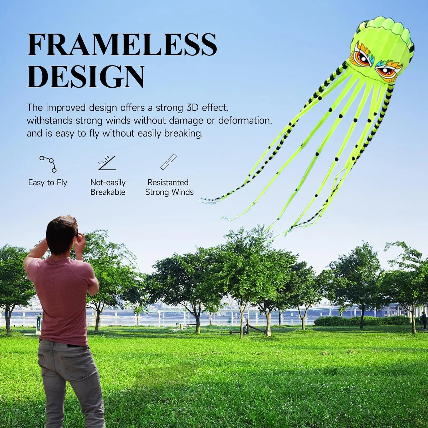 Kites for Adults Giant Octopus Kite 26ft for Outdoor Fun Large 3D Kite with Reel for Beach, Park, and Family Gatherings - Durable Design Easy to Fly