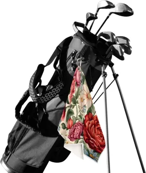 KOBLEN Microfiber Golf Towel with Heavy Duty Carabiner Clip, Colorful Floral Paradise 24x15 Inch Quick Dry Absorbent Towel for Golf Clubs Balls, Golf Bag Accessories for Men Women,1 Pack