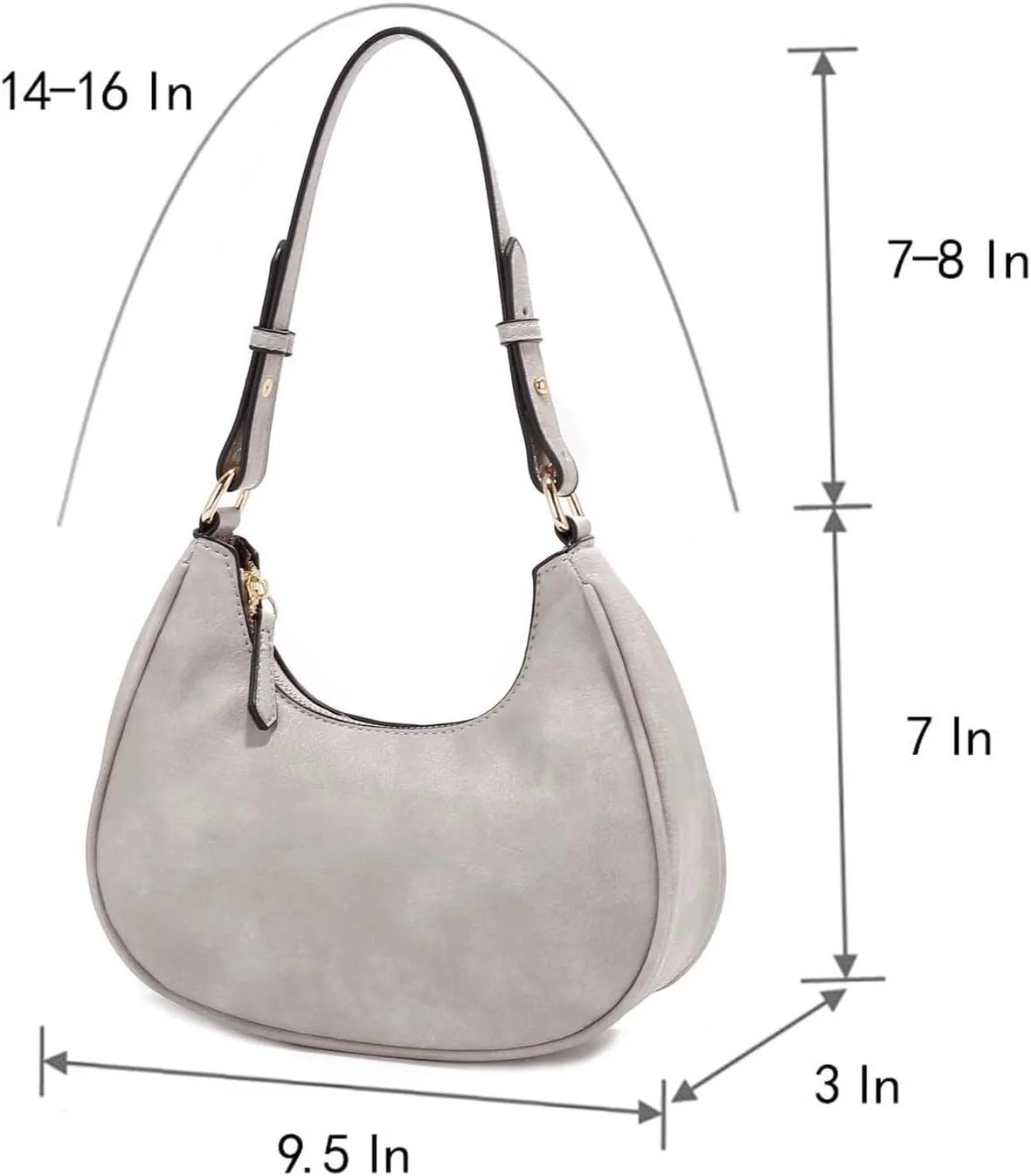 LA TERRE Small Crescent Shoulder Bag Under the Arm Purse Handbag for Women