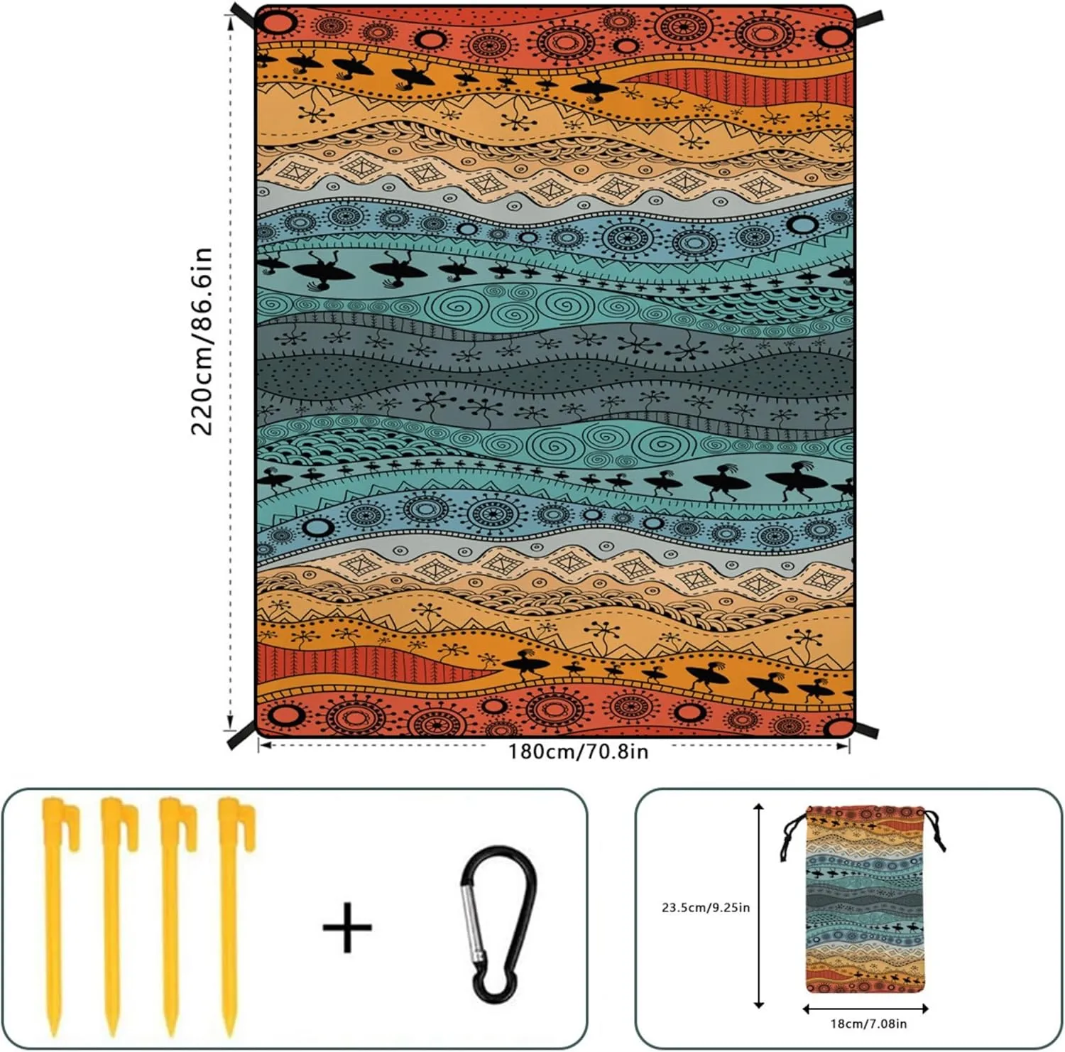 Large Beach Blanket Sandproof Waterproof 70.8" X 86.6"for Quick Drying Outdoor Picnic Mat for Beach