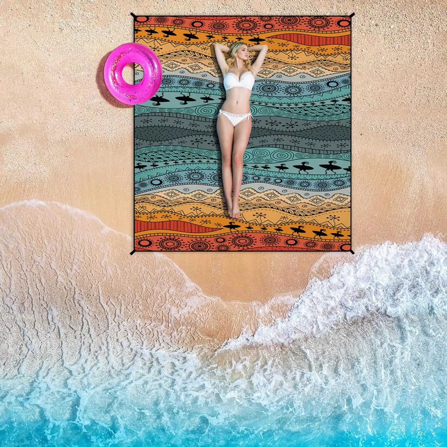 Large Beach Blanket Sandproof Waterproof 70.8" X 86.6"for Quick Drying Outdoor Picnic Mat for Beach