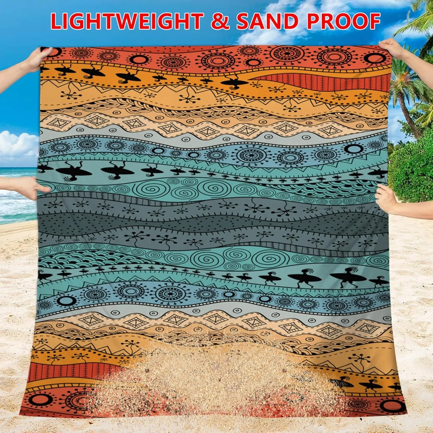 Large Beach Blanket Sandproof Waterproof 70.8" X 86.6"for Quick Drying Outdoor Picnic Mat for Beach