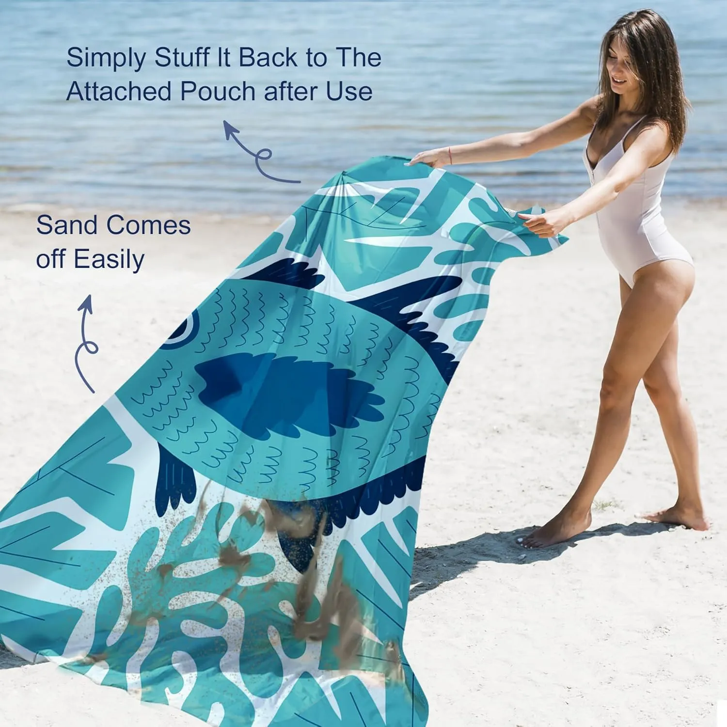 Large Beach Blanket Waterproof Sandproof 108"x 82" for 1-6 Adults,Quick Drying Beach Mat,Lightweight & Durable,Beach Essentials for Family Beach Camping Travel Picnic
