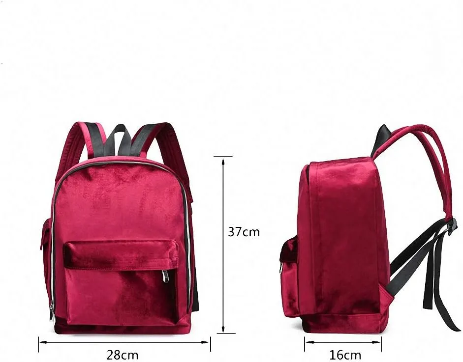 Large-Capacity Velour hight quality Mummy Bag Women's Backpack Bags Red 20 inches