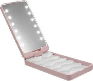 LED Eyelash Holder Case with Makeup Mirror LED Storage Box for False Eyelashes Compact Portable Design for Travel Multi Functional Cosmetic Organizer