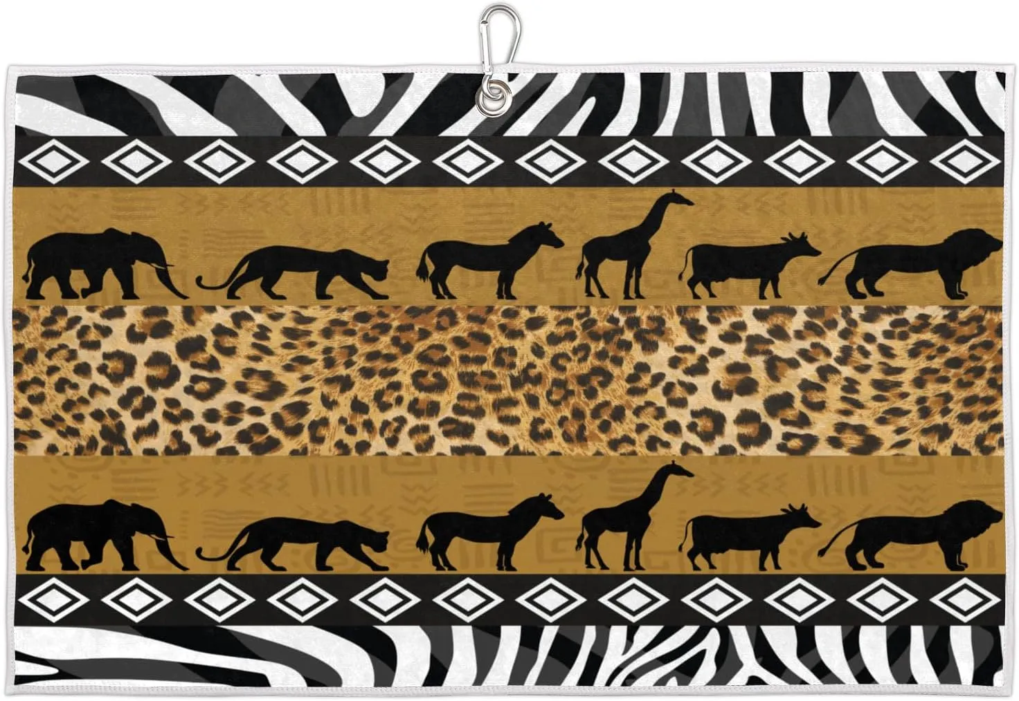 Leopard Animal Silhouette Golf Towel with Heavy Duty Carabiner Ultra Absorbent Quick Dry Perfect for Cleaning Clubs Balls Gear Essential Golf Accessory for Men Women Kids