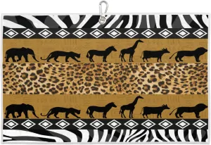 Leopard Animal Silhouette Golf Towel with Heavy Duty Carabiner Ultra Absorbent Quick Dry Perfect for Cleaning Clubs Balls Gear Essential Golf Accessory for Men Women Kids