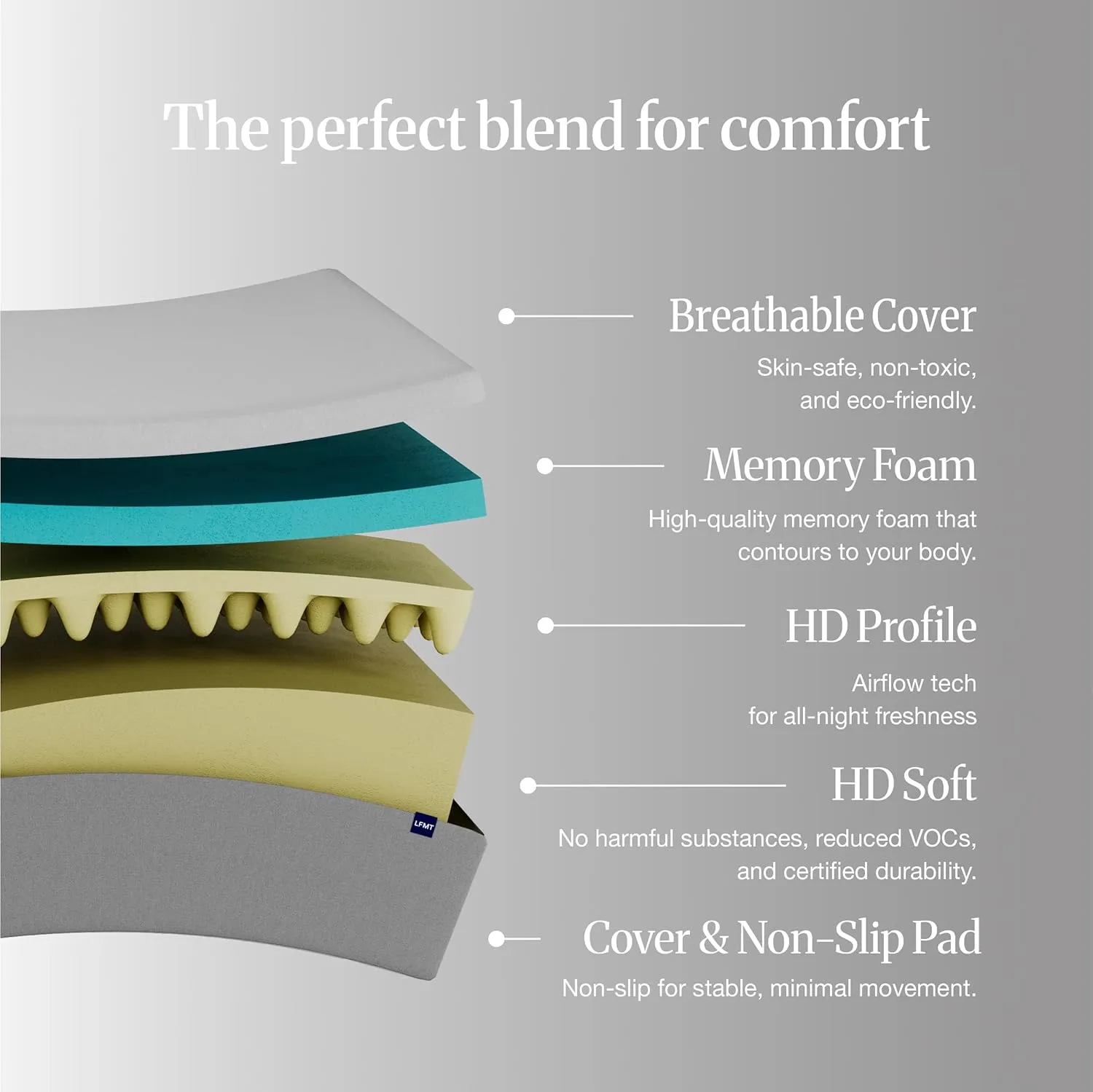 LIFEMENT Basic Graphite Infused Memory Foam Mattress, Medium Firm, Fiberglass Free, Pressure Relief, Safe & Certified Foams & Cover, 10-Year Warranty