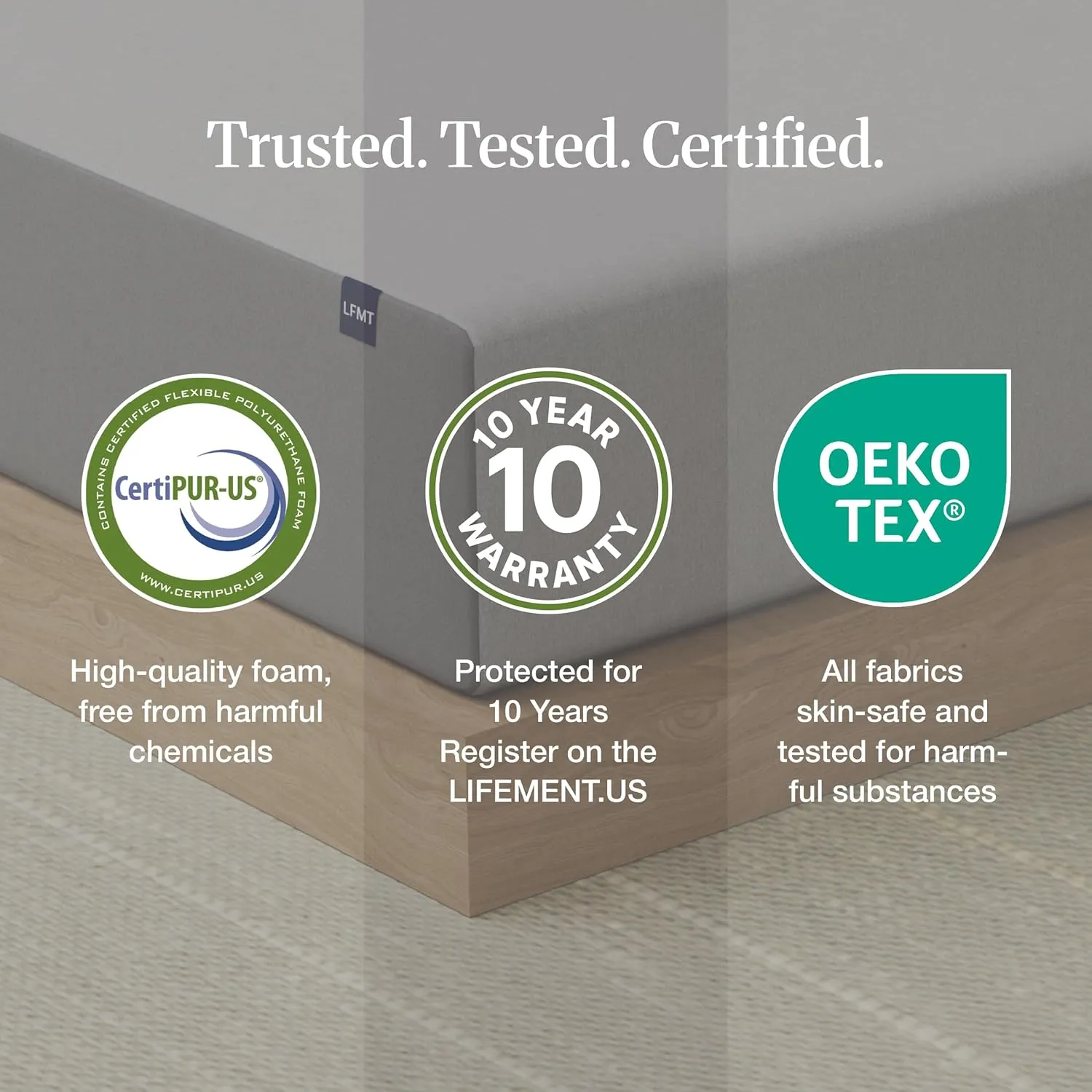 LIFEMENT Basic Graphite Infused Memory Foam Mattress, Medium Firm, Fiberglass Free, Pressure Relief, Safe & Certified Foams & Cover, 10-Year Warranty
