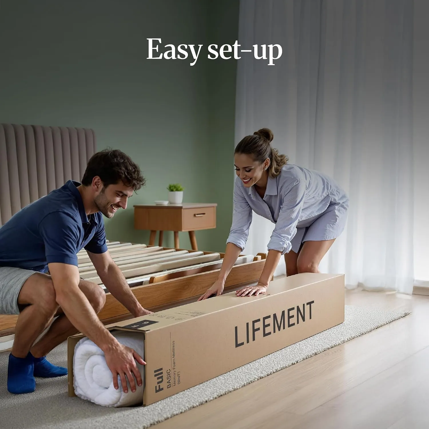 LIFEMENT Basic Graphite Infused Memory Foam Mattress, Medium Firm, Fiberglass Free, Pressure Relief, Safe & Certified Foams & Cover, 10-Year Warranty