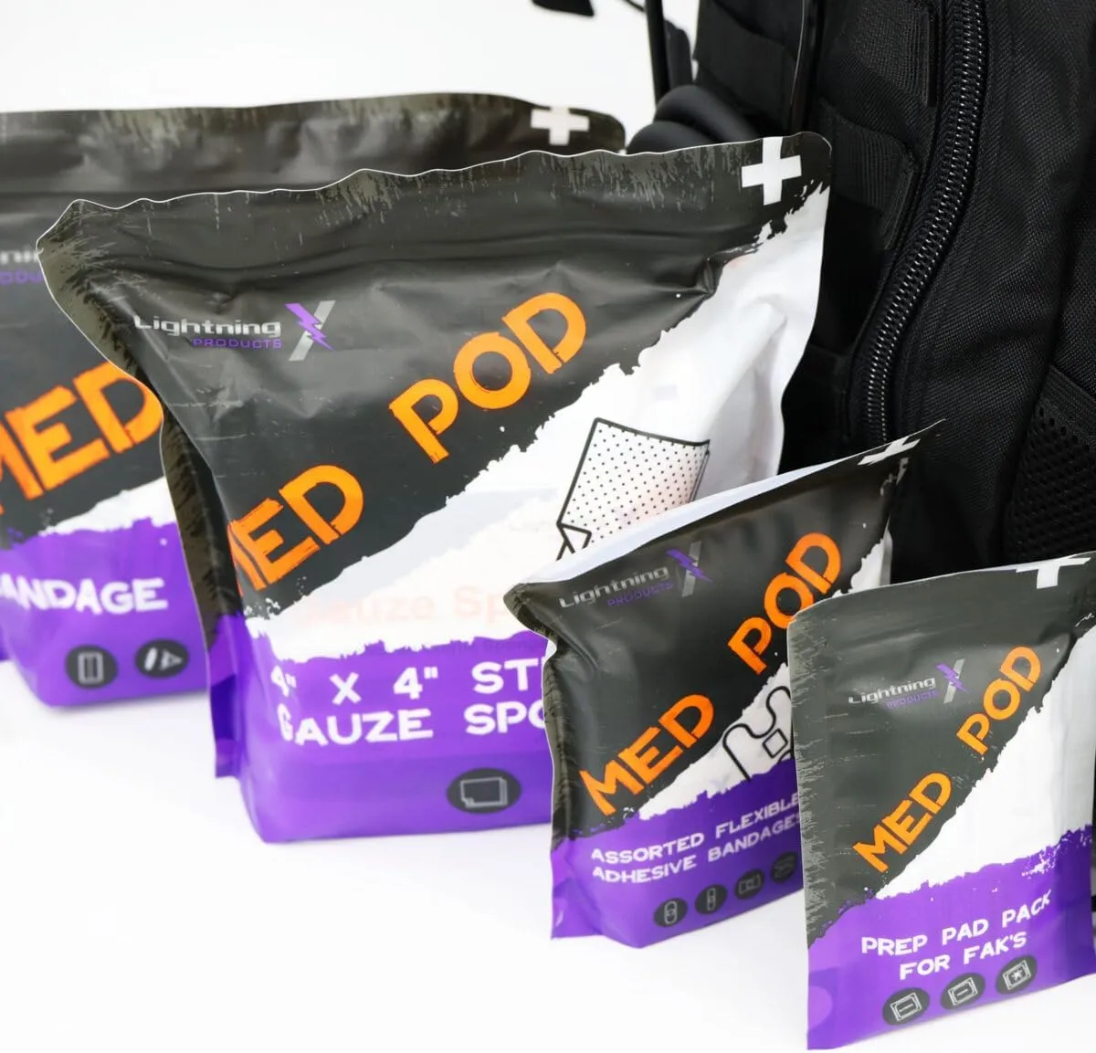Lightning X Stocked Modular Trauma & Bleeding First Aid Responder Medical Backpack   Kit - BLACK