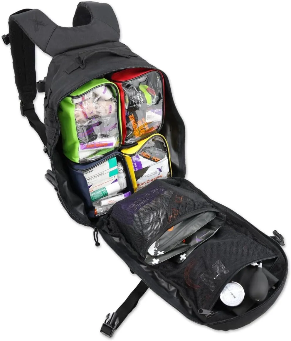 Lightning X Stocked Modular Trauma & Bleeding First Aid Responder Medical Backpack   Kit - BLACK