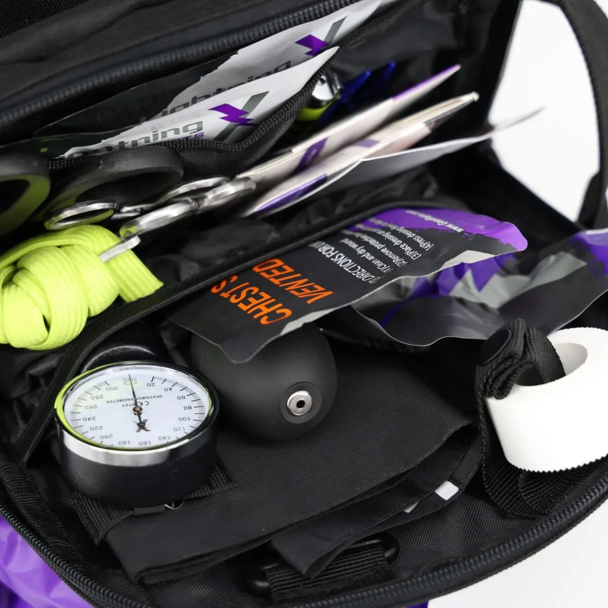 Lightning X Stocked Modular Trauma & Bleeding First Aid Responder Medical Backpack   Kit - BLACK